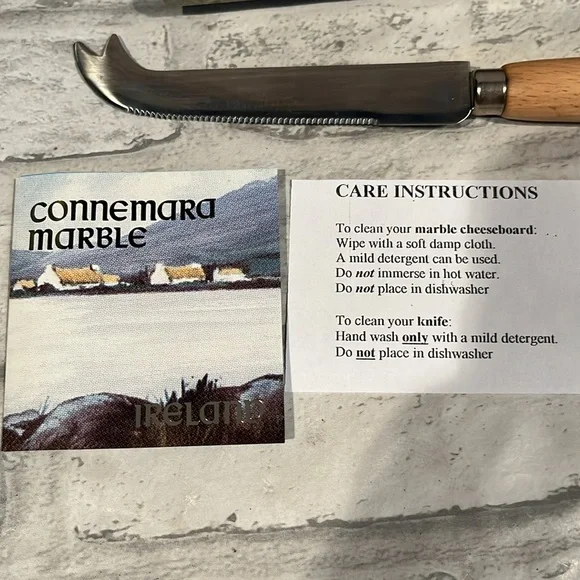 Connemara Marble cheeseboard with knife Irish green marble quality craftsmanship - Picture 4 of 9